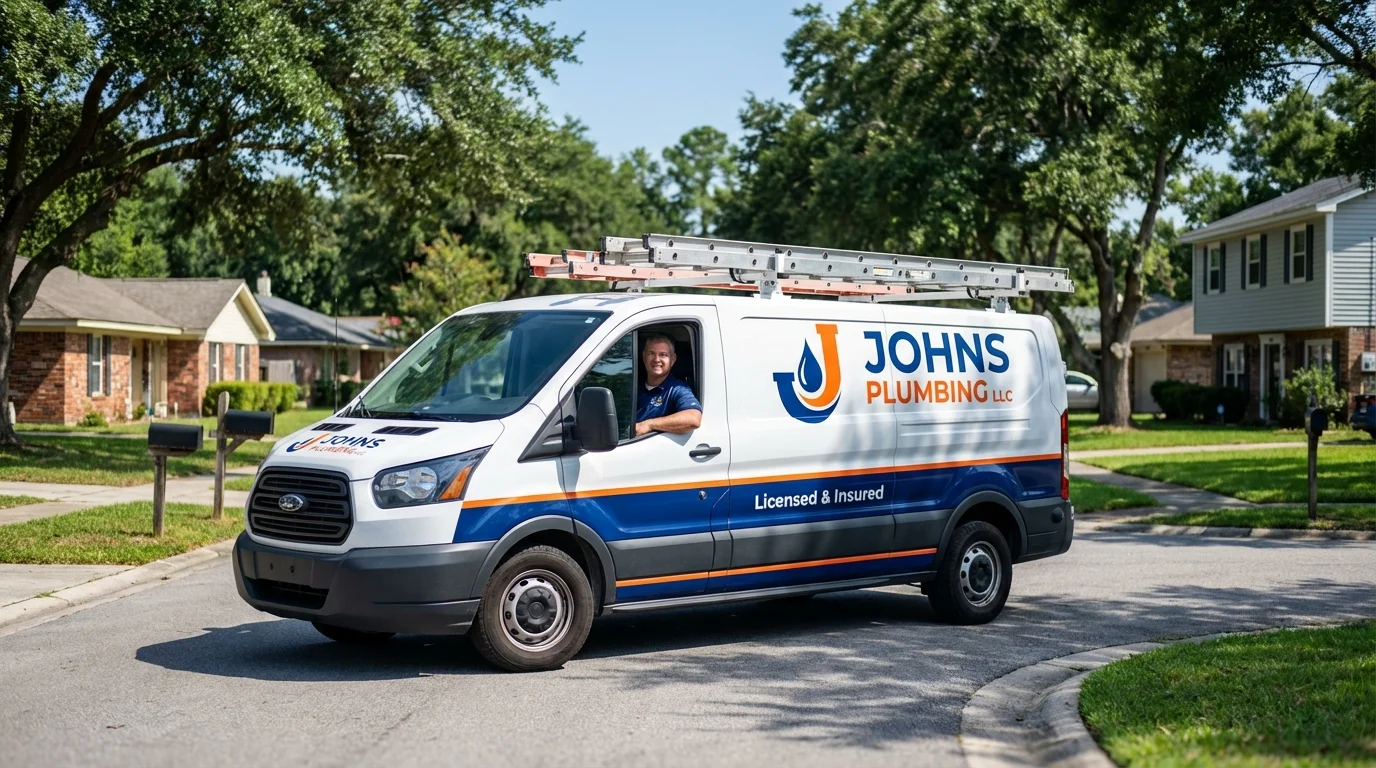 Johns Plumbing LLC service van in Sunnyside, NY