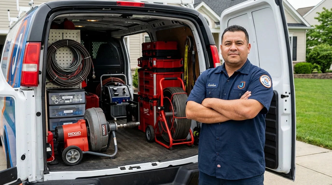 Professional drain cleaning equipment and Johns Plumbing LLC plumber in Sunnyside