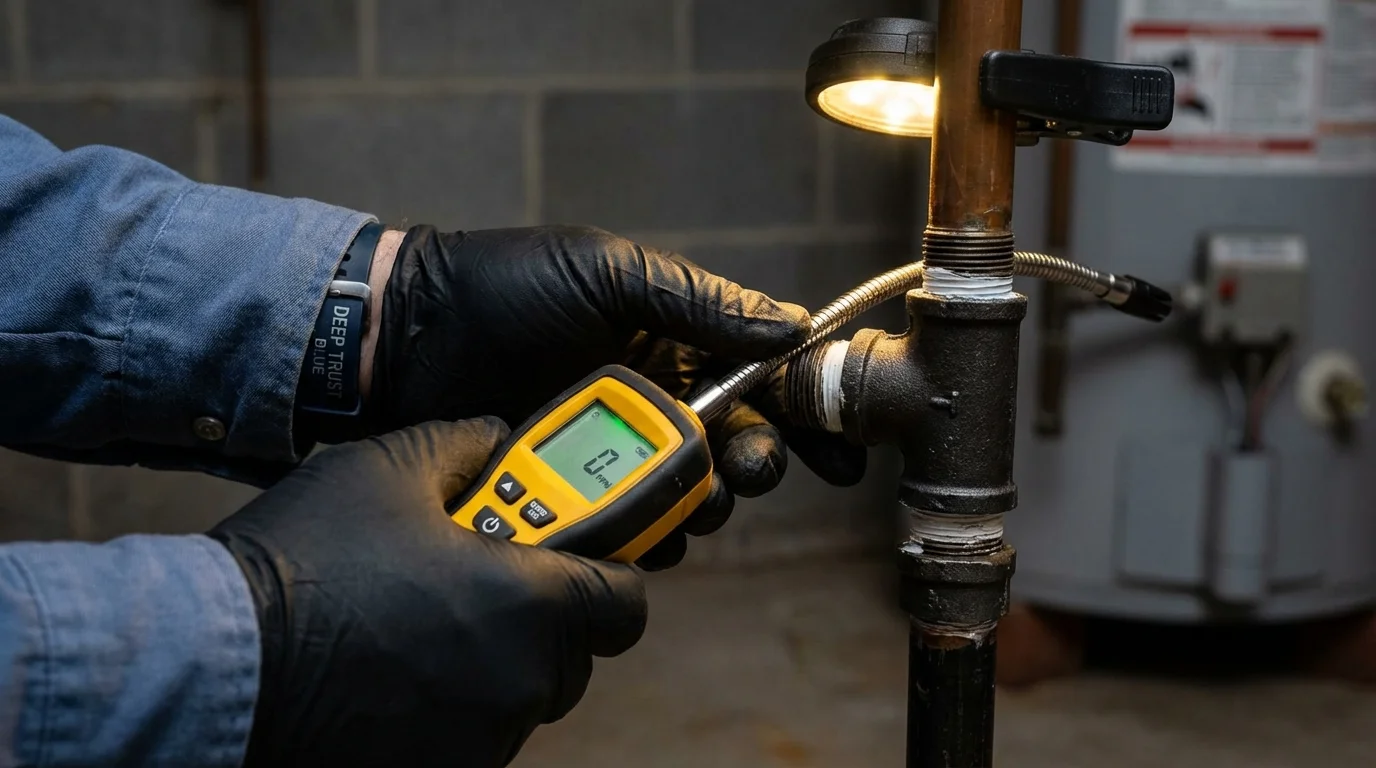 Gas leak detection with electronic sniffer by Johns Plumbing LLC in Sunnyside
