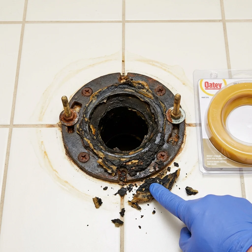 Failed wax ring showing water seepage at the base of a toilet in a Sunnyside, NY home